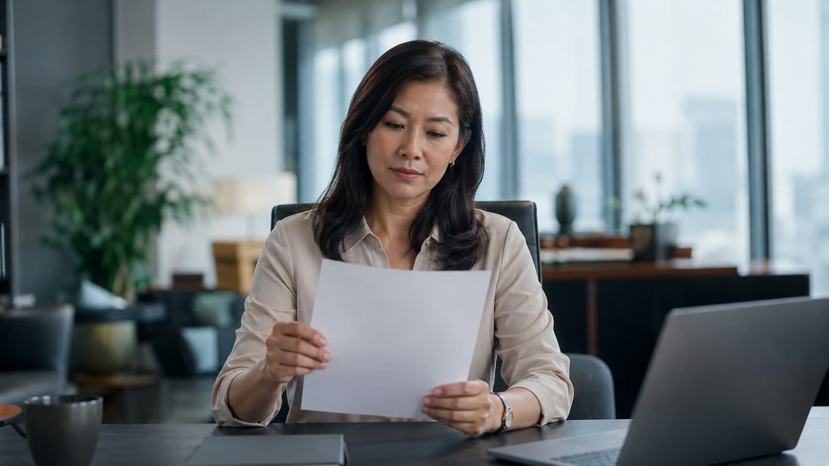 A director at a desk reviewing whether their Singapore business can apply for financing